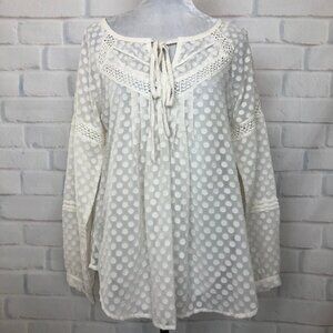 Sundance Off-white Polka Dot Peasant Bohemian Blouse Size XS